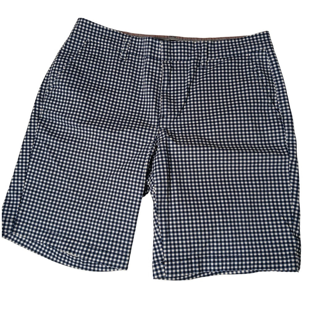 Tommy‎ Hilfiger Womens Navy White Gingham Chino Shorts Size 6 Stretch Preppy